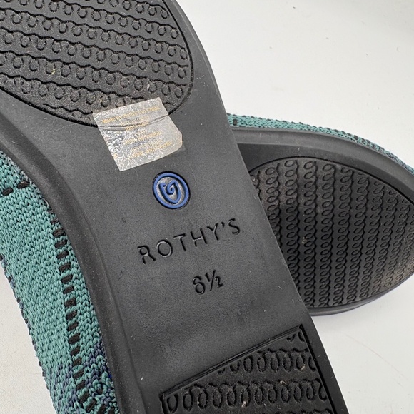 Rothy’s The Lounge Loafer In Preppy Plaid Green and Blue Size 6.5 retired flats - Picture 8 of 11